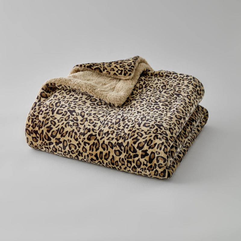 Leopard Print Threshold Faux Fur Weighted Blanket Adult Weighted