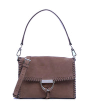 abro - sac Temi Stitch: cuir suede couleur châtaigne