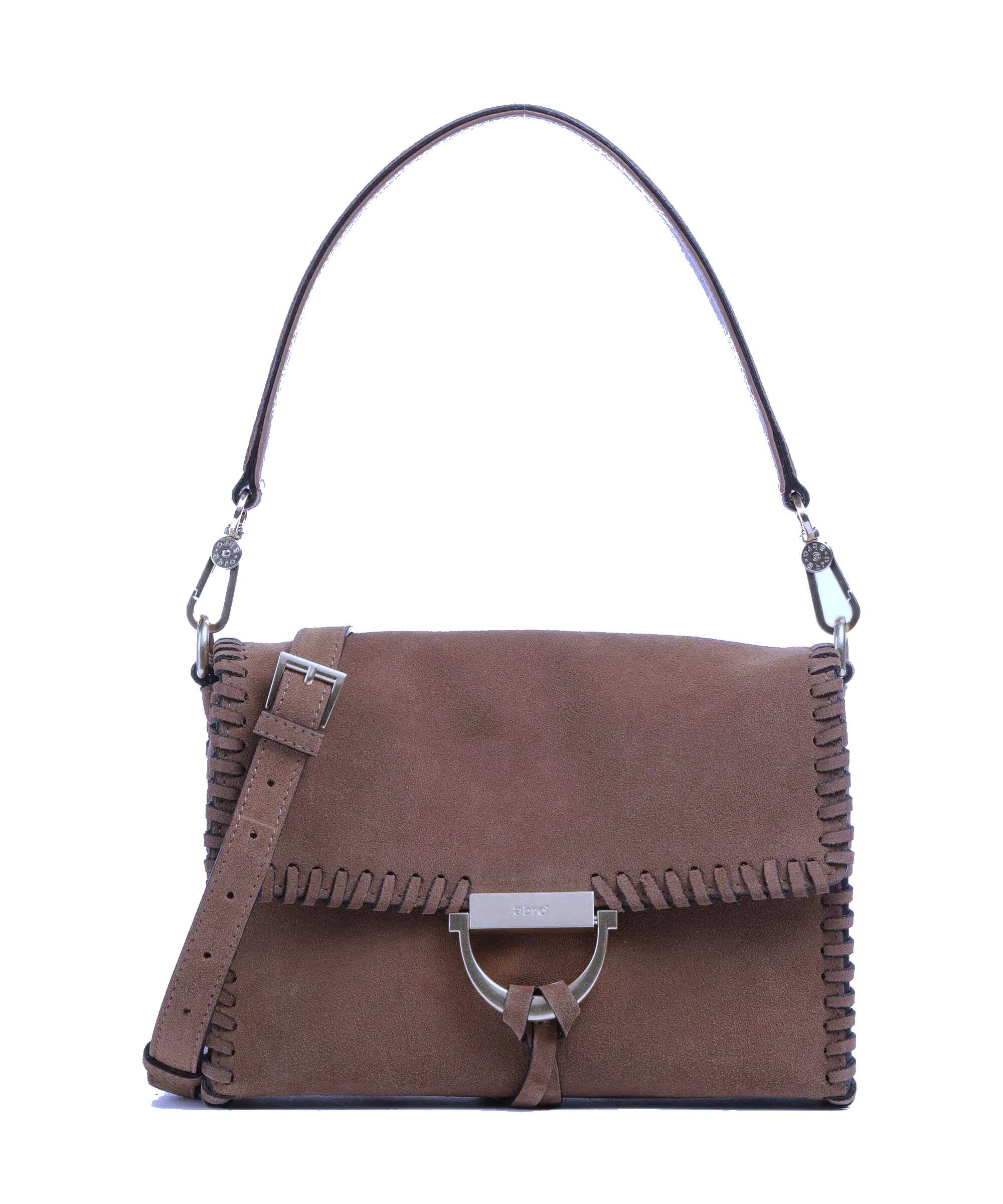 abro - sac Temi Stitch: cuir suede couleur châtaigne
