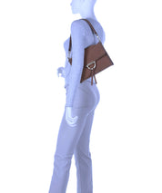 abro - sac Temi Stitch: cuir suede couleur châtaigne