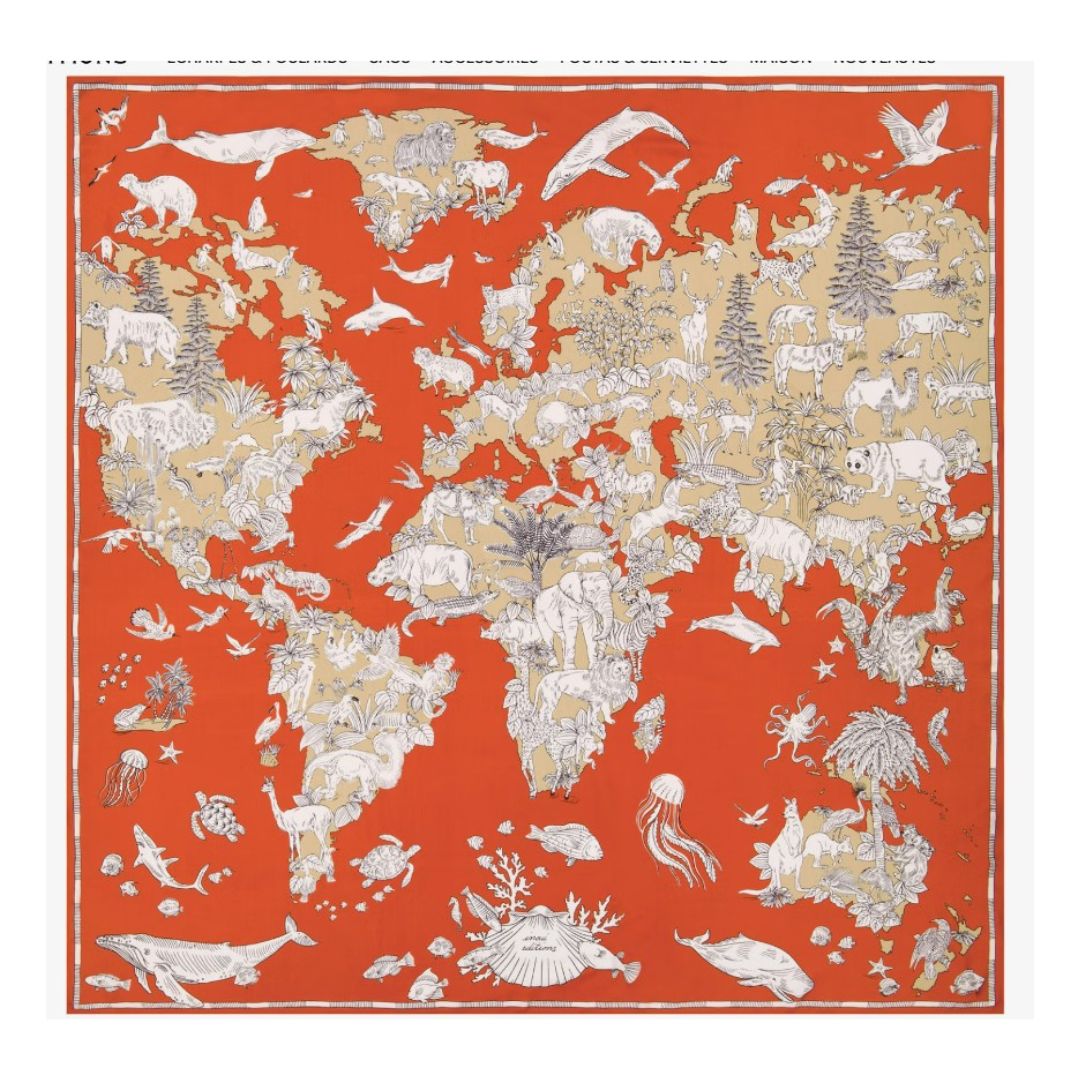 Inoui Editions - Atlas orange - Carre 130 x 130 cm soie et modal